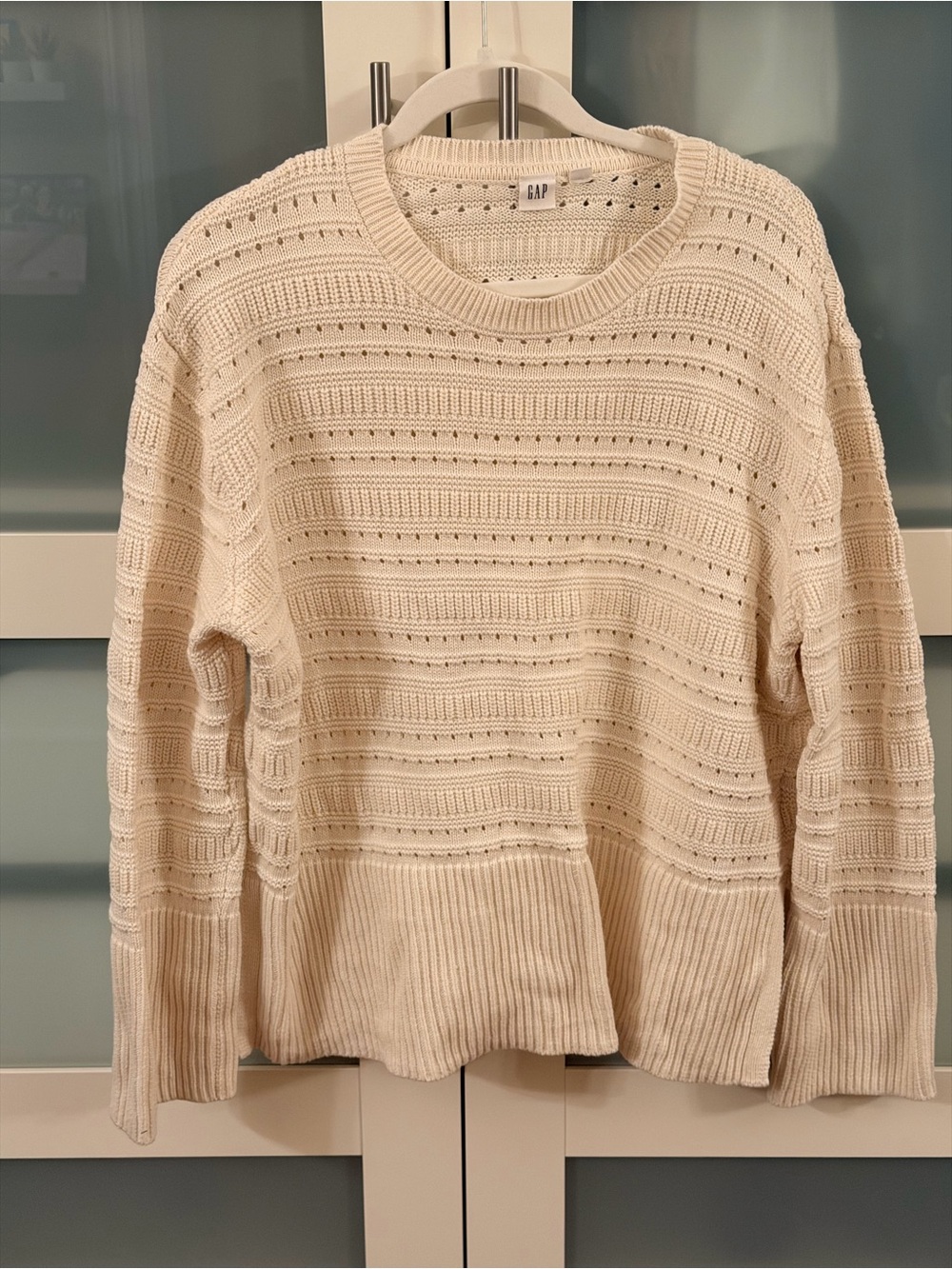GAP Cream Open-Weave Crewneck Sweater